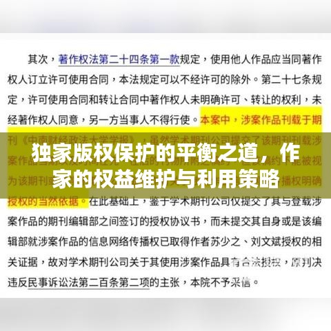 獨家版權(quán)保護(hù)的平衡之道，作家的權(quán)益維護(hù)與利用策略