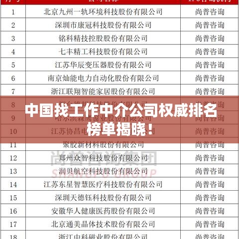 中國找工作中介公司權威排名榜單揭曉！